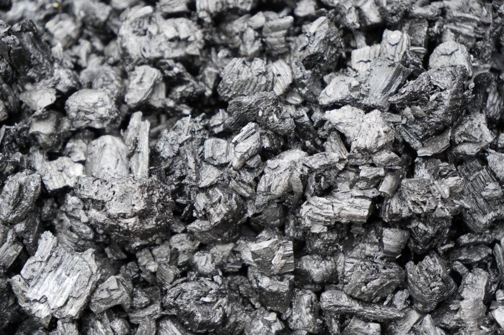 Close-up of biochar made from woody biomass